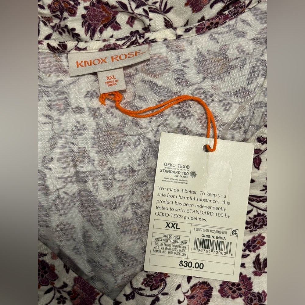 Knox Rose Purple and White Patterned Blouse - Picture 2 of 3